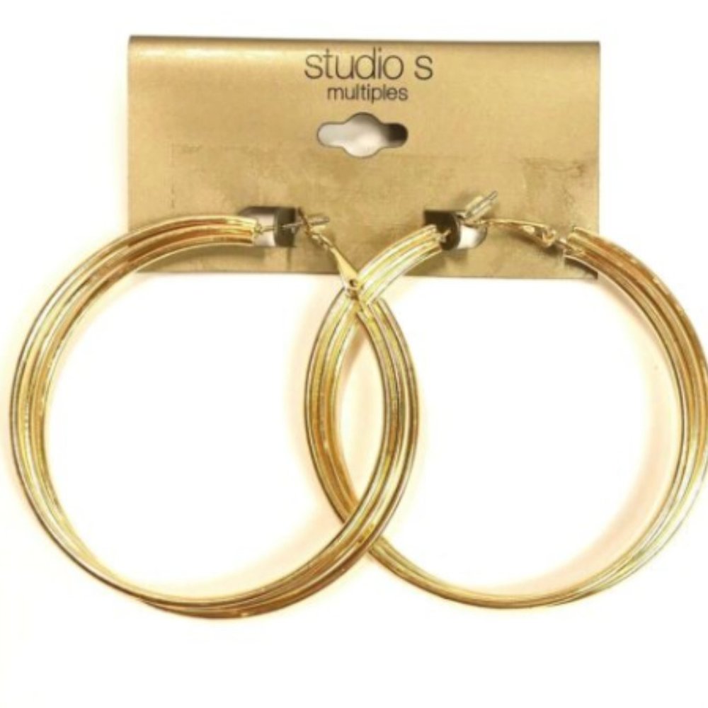 Studio S gold Color Hoop Earrings New